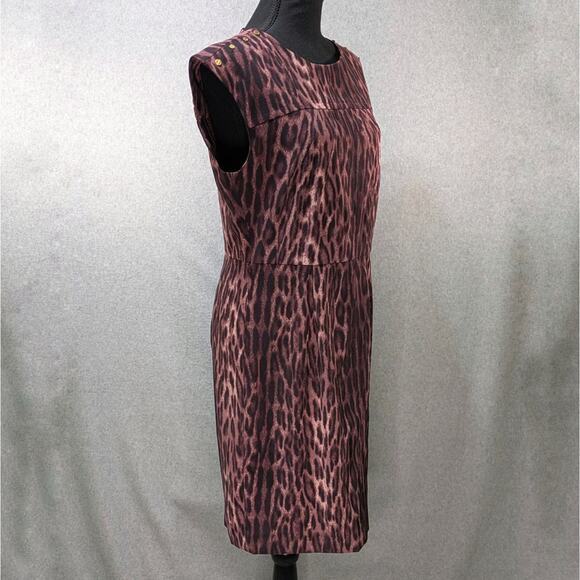 NWT Michael Kors Sheath Dress Purple Animal Print Knee Length Women’s Sz 8 - Picture 8 of 16